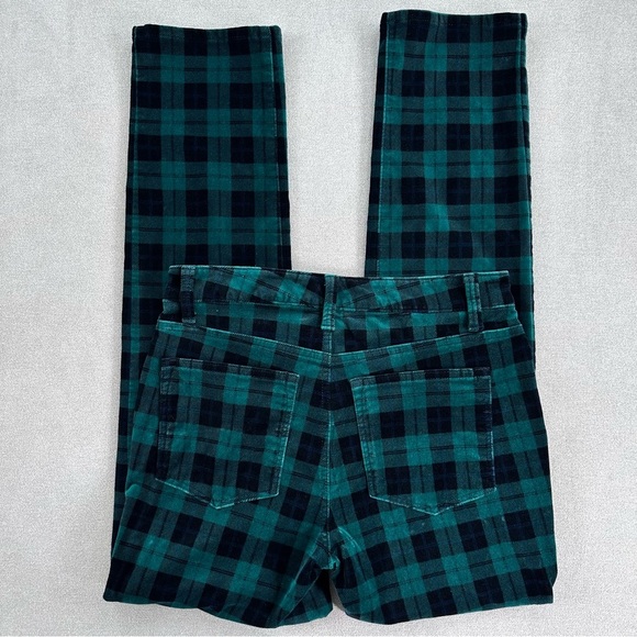 Talbots Velveteen Straight Leg Pants. Size 2. Green Plaid. - Picture 3 of 12